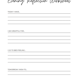Evening Reflection Worksheet