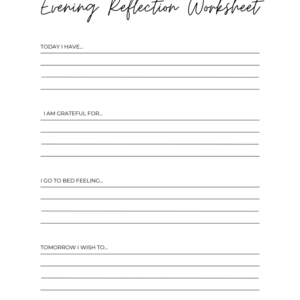 Evening Reflection Worksheet